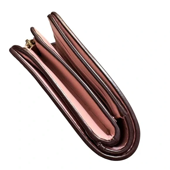 Coach Medium Corner Zip Wallet Signature Canvas Khaki Pink - Picture 3 of 12